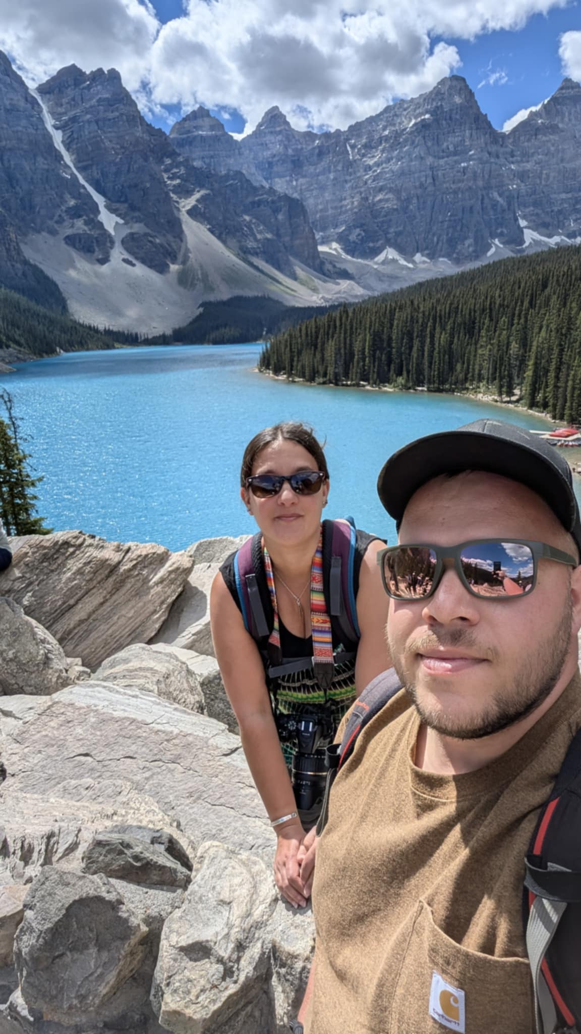 Mélanie Barreiro and Paul Bages at Lake Louise, in the Canadian Rockies.